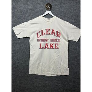 College House Clear Lake Student Council T-Shirt Mens White Graphic Classic - XL